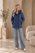Women's Fur-Trimmed Hooded Puffer Jacket