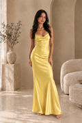 Women's Satin Cowl Neck Maxi Dress